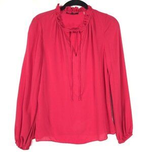 KOBI HALPERIN 100% SILK Red Top Ruffle Neck KS9B95-18‎ Size XS Women’s